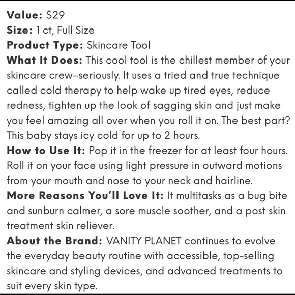 *SALE* Vanity Planet Revive Professional Facial Ice Roller - New in Box - Picture 8 of 9